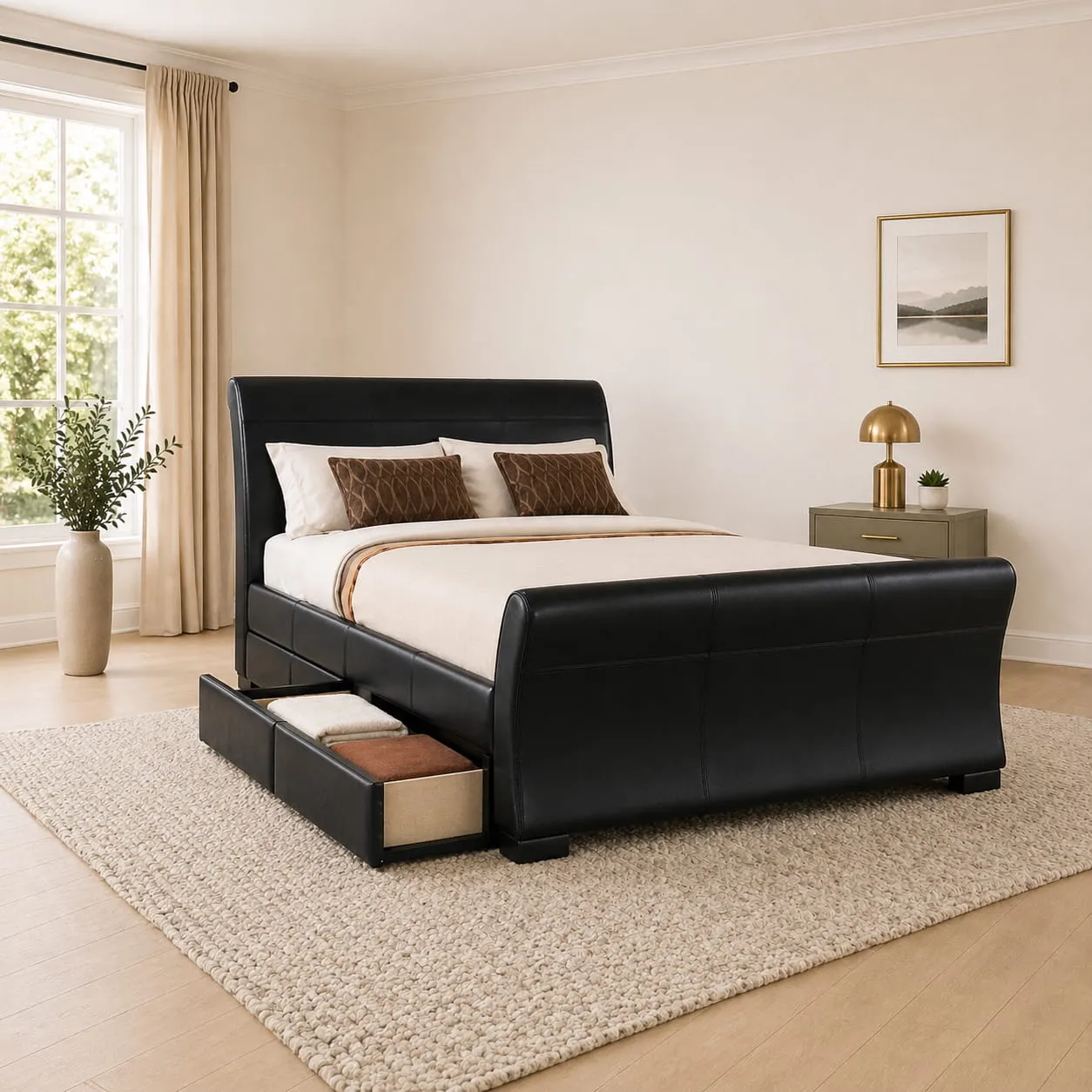 imgi_99_u0120_black_bed_2 Leesa Four Drawer Storage Bed - Optional Mattress - Image 1