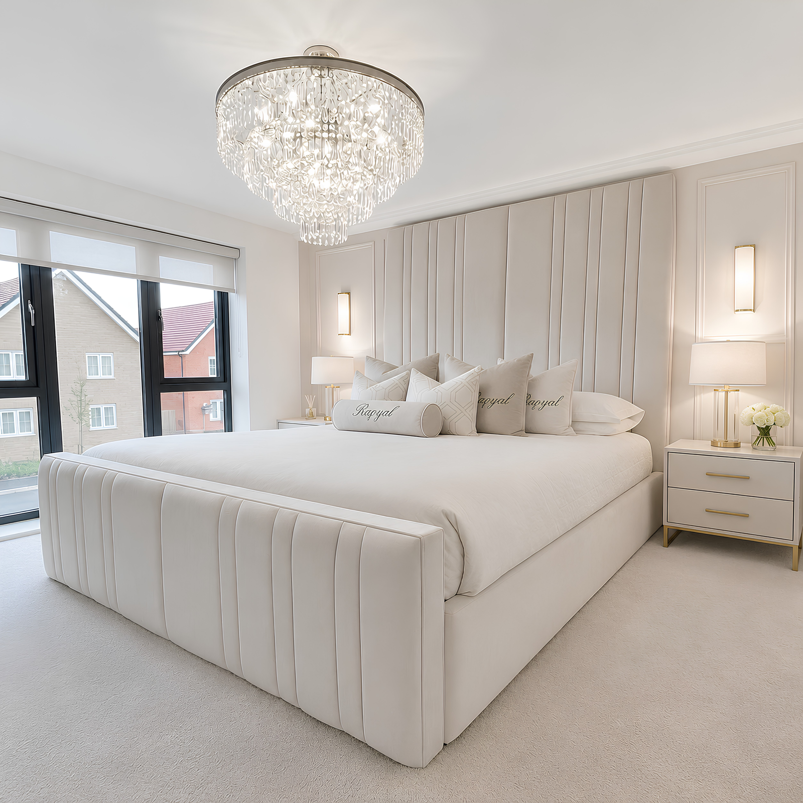 Bed with high headboard and storage Bed with high headboard and storage - Image 1
