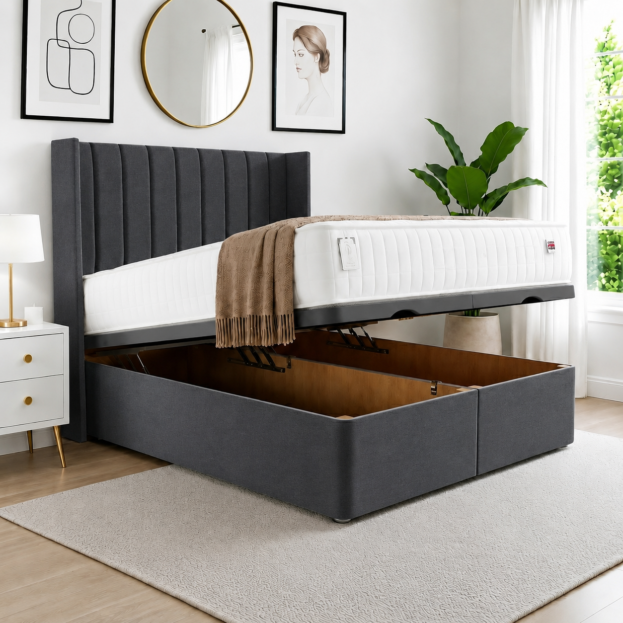 Luxury Wing Ottoman Storage Divan Bed Luxury Wing Divan Storage Bed - Image 1