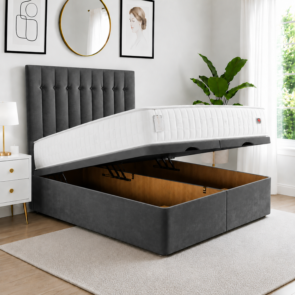 Modern Divan Storage Bed Ottoman Divan Bed Storage - Image 1