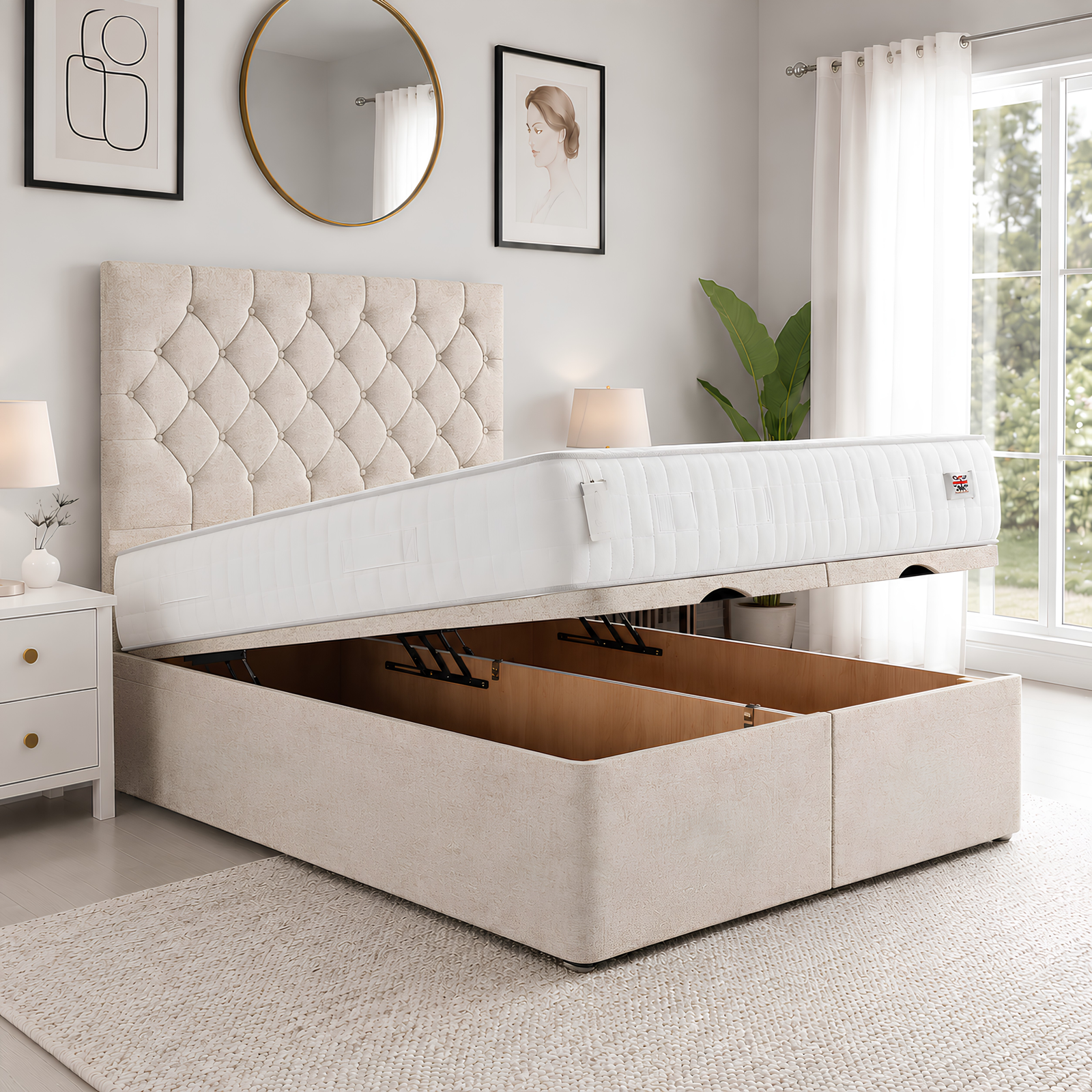 VerticalPanelBedFrame Ottoman Storage Divan Bed - Image 1